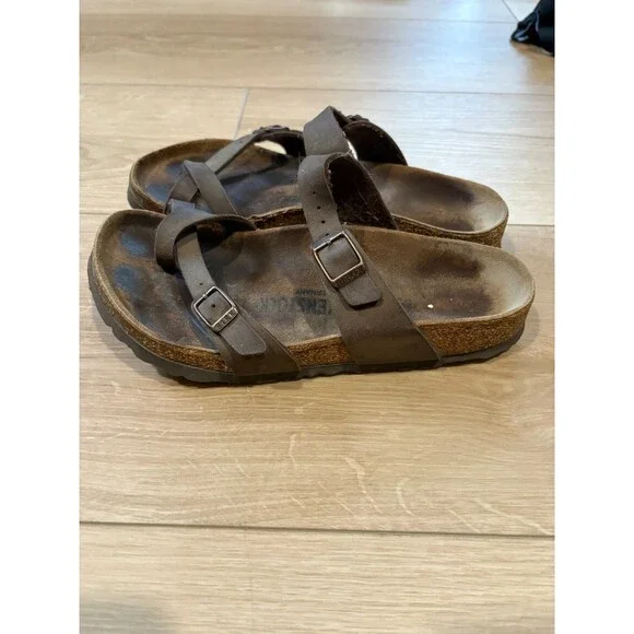 Birkenstock Mayari Mocha Size 38 Womens Brown Slip On Slides Germany - Picture 8 of 9